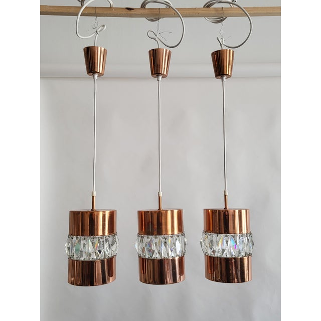Modernist Crystal and Copper Pendant Lights from Bakalowits & Söhne, Austria, 1960s, Set of 3 For Sale - Image 11 of 12