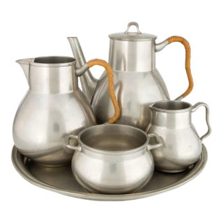 1930s Danish Art Deco Pewter Tea Service by Just Andersen For Sale