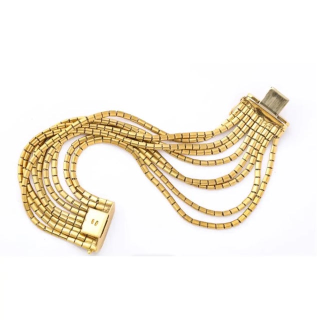 18kt Gold 9 Strand Spaghetti Link Bracelet For Sale In New York - Image 6 of 7
