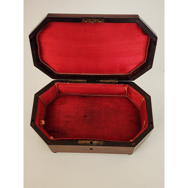 Burnt Umber Antique Victorian Rosewood Inlay Jewelery Box For Sale - Image 8 of 12