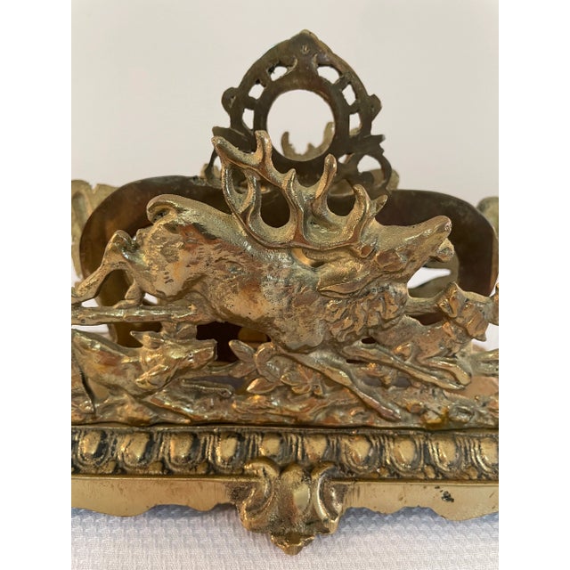 19th Century Antique Bradley Hubbard Brass Hunting Scene Letter Holder For Sale - Image 6 of 13