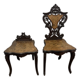 1940s Rare Albert Schild Inlaid Chair Pair For Sale