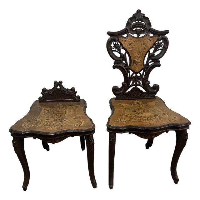 1940s Rare Albert Schild Inlaid Chair Pair For Sale