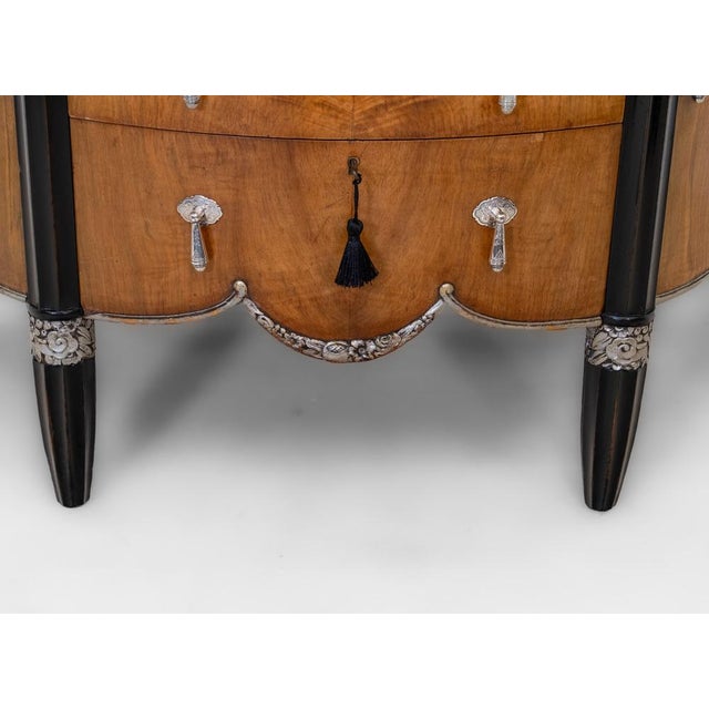Fine Art Deco Demi Lune Cabinet with Silver-Plated Handles, Late 1920s For Sale - Image 18 of 18