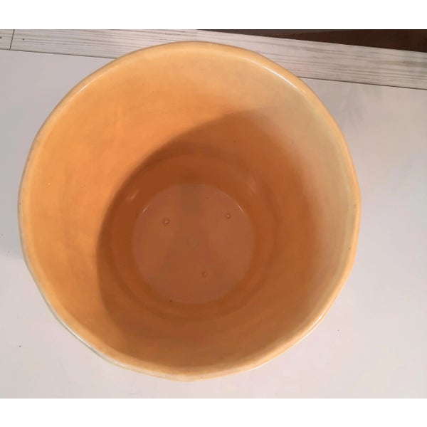 Bauer Yellowware Yellow Swirl Pottery Planter California Usa Mid