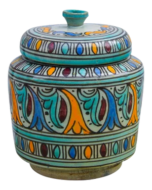 Moorish-Patterned Ceramic Lidded Jar