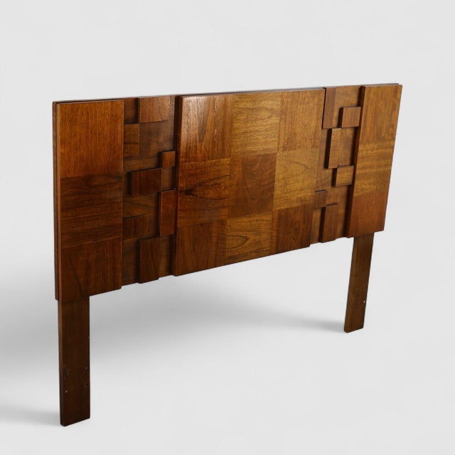 Mid-Century Modern Lane Staccato Attributed Vintage Brutalist Mid Century Modern Queen Headboard C. 1960s For Sale - Image 3 of 5