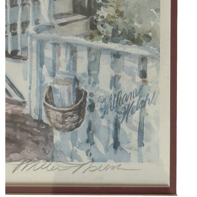 1980s William Welch "Nantucket Doorway" Signed & Framed Watercolor Print For Sale - Image 4 of 5
