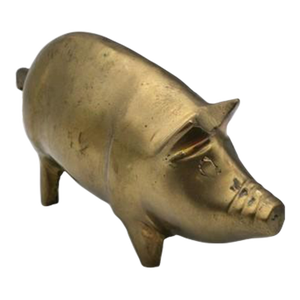 Vintage Contemporary Solid Brass Pig Figurine