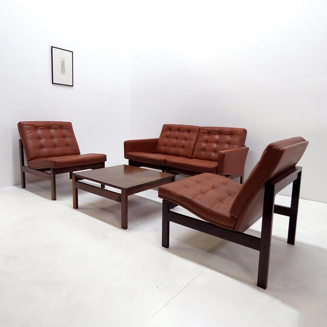 1960s Ole Gjerlov-Knudsen & Torben Lind ‘Moduline’ Leather Seating Set, 1962 For Sale - Image 5 of 10