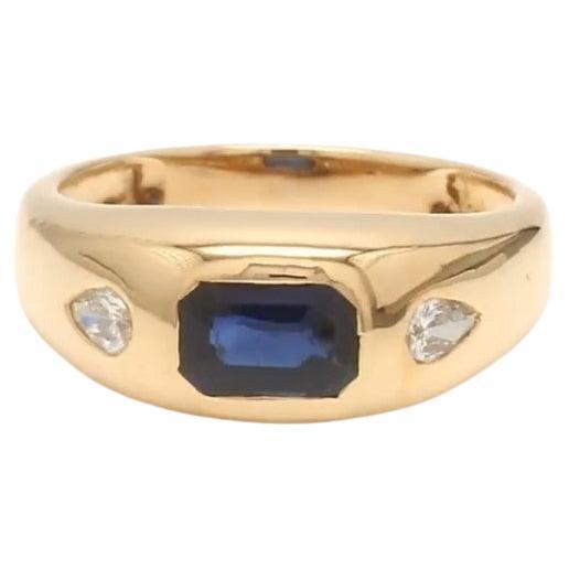 Early 21st Century Natural 1.07 cts blue sapphire & 0.21 cts diamond ring in 18k gold For Sale - Image 5 of 18