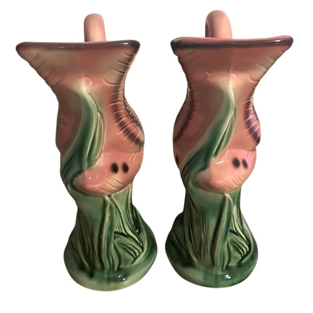 Vintage 1950’s Stanford Ware Pink Flamingo Vases - A Pair For Sale - Image 10 of 11