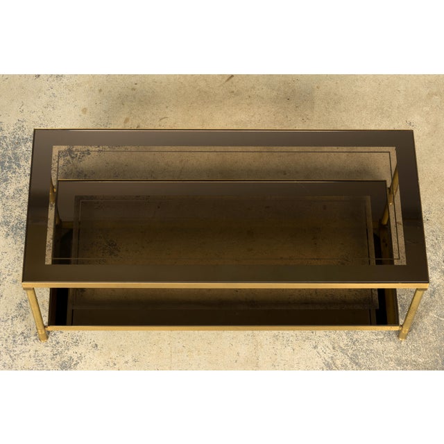 Neoclassical Mid-20th Century French Neoclassical Coffee Table With Brass & Glass For Sale - Image 3 of 17