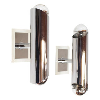 Chrome Wall Lamps in the style of Sciolari, 1980s, Set of 2 For Sale