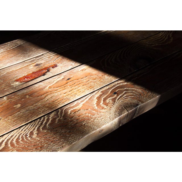 Wood Artisan Modern Organic Rough Luxe Platform Bench For Sale - Image 7 of 13