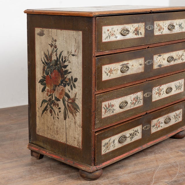 Brown Early 19th Century Original Painted Danish Chest of Four Drawers For Sale - Image 8 of 17