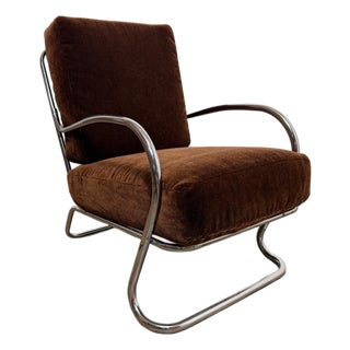 Mid 20th Century Kem Weber Tubular Chrome Lounge Chair for Lloyd Manufacturing For Sale