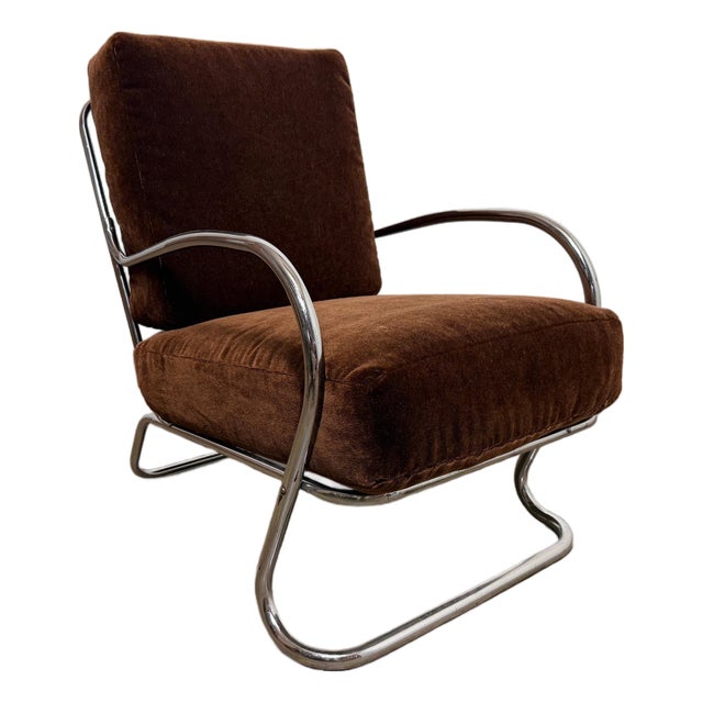 Mid 20th Century Kem Weber Tubular Chrome Lounge Chair for Lloyd Manufacturing For Sale