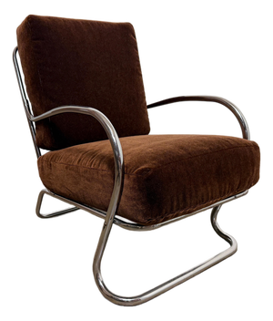 Mid 20th Century Kem Weber Tubular Chrome Lounge Chair for Lloyd Manufacturing
