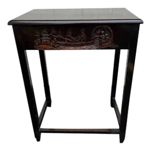 Early 20th Century Antique Chinese Hardwood Carved Side Table