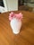 Fenton Art Glass Company Vintage Fenton Rose Crest Milk Glass Crimped Vase in Pink & White For Sale - Image 4 of 6