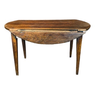 Early Primitive French Country 18th Century Oval Drop Leaf Side or Dining Table For Sale