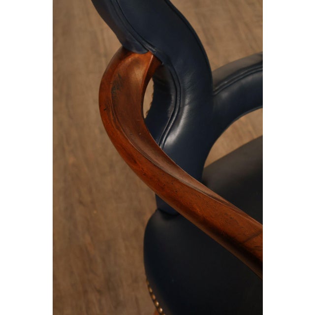 Century Furniture Regency Style Set Of Four Leather Upholstered Rolling Armchairs For Sale - Image 12 of 18