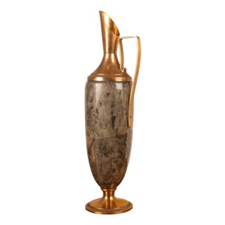 Grey Parchment and Brass Thermos from Macabo, Cusano Milanino, Italy, 1960 For Sale