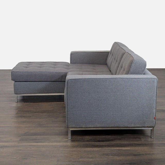 Modern Gus Modern Jay Gray Fabric Sectional Sofa With Left Chaise For Sale - Image 3 of 9