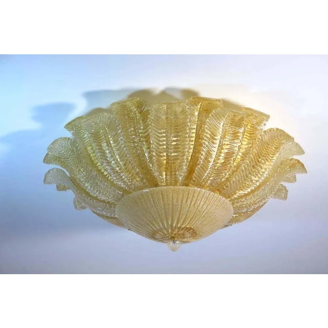 Flower Ceiling Lamp Murano Art Glass in Golden Powder from Barovier, 1990s For Sale - Image 12 of 12
