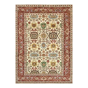 Heriz Rug 9'10'' X 13'10'' Ivory Wool Traditional Hand-Knotted Oriental Carpet