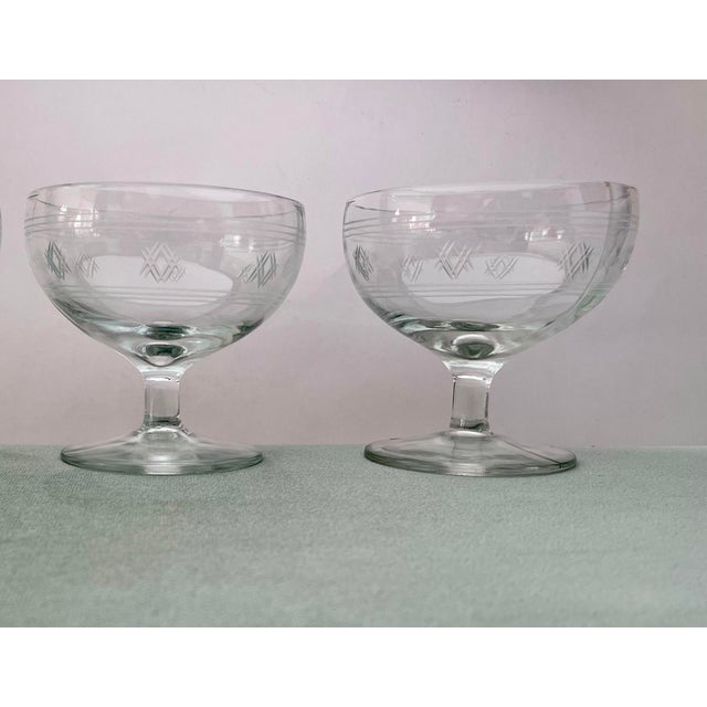 1930s Depression Glass Champagne Coupe Glasses- A Pair For Sale - Image 4 of 5