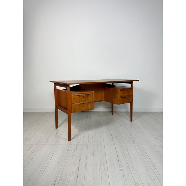 Mid-Century Modern Vintage Danish Teak Writing Desk, 1960s For Sale - Image 3 of 14