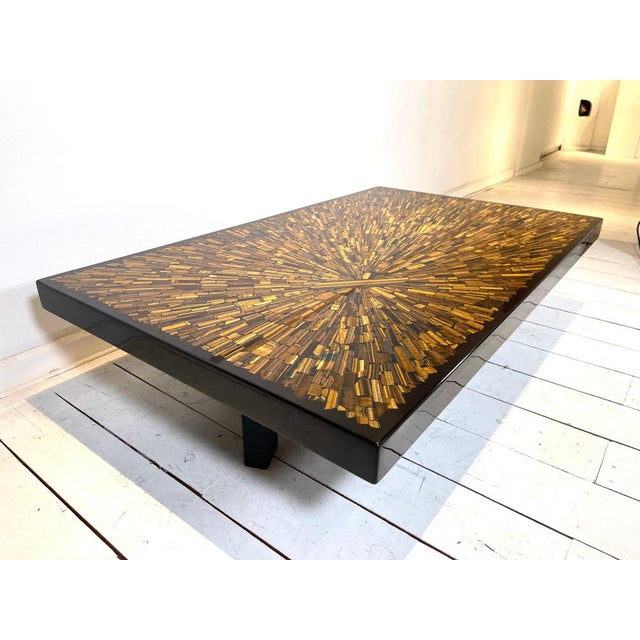Coffee Table in Tiger Eyes by Jean Claude Dresse, 1970s For Sale - Image 3 of 11