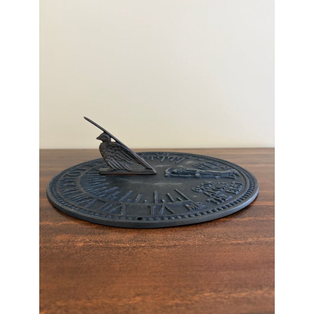 Virginia Metalcrafters Vintage English Country Iron Garden Sundial "Grow Old Along With Me" For Sale - Image 4 of 7