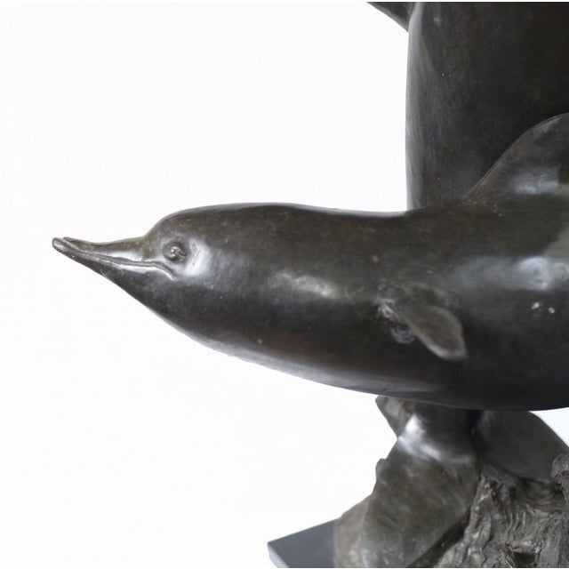 Vintage Bronze Dolphin Statue For Sale - Image 6 of 14