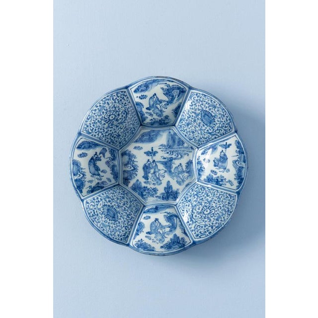 Dutch Blue and White Chinoiserie Lobed Dish For Sale - Image 9 of 9