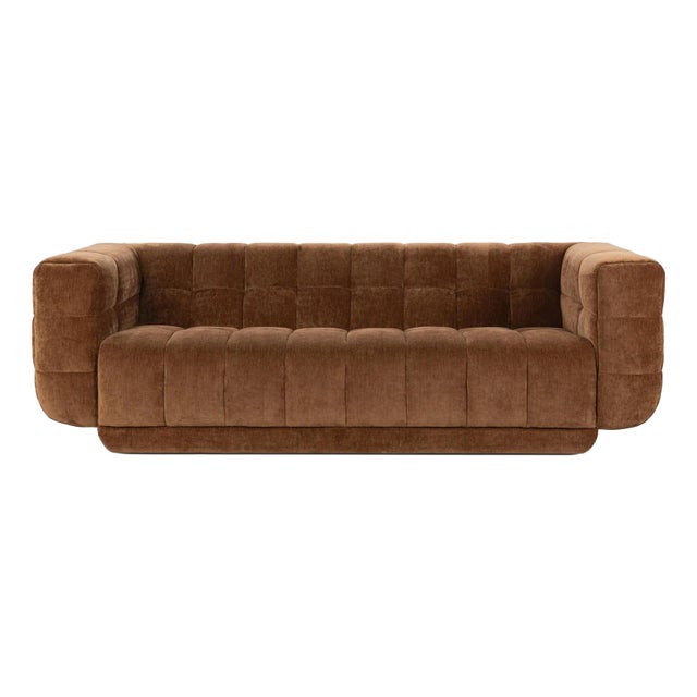 Milk Chocolate Velvet Tufted Sofa For Sale