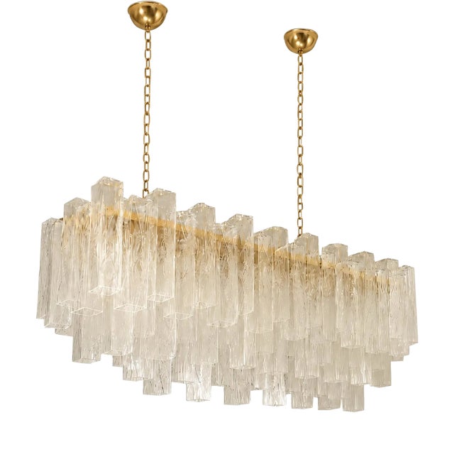 Italian Gold Rectangular Murano Glass Chandelier by Simoeng For Sale