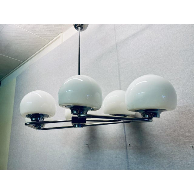 Italian Space Age Ceiling Light in Opaline Glass, Italy, 1960s For Sale - Image 9 of 18