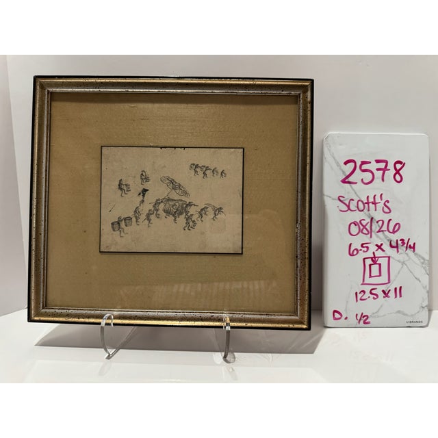 1940s Japanese Insect Procession Artwork in Gold-Tone Frame For Sale In Atlanta - Image 6 of 6