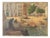 Spanish School, Mediterranean Fishing Village Harbor Coastal Landscape with Boats and Fishermen, 1910s, Oil on Canvas For Sale