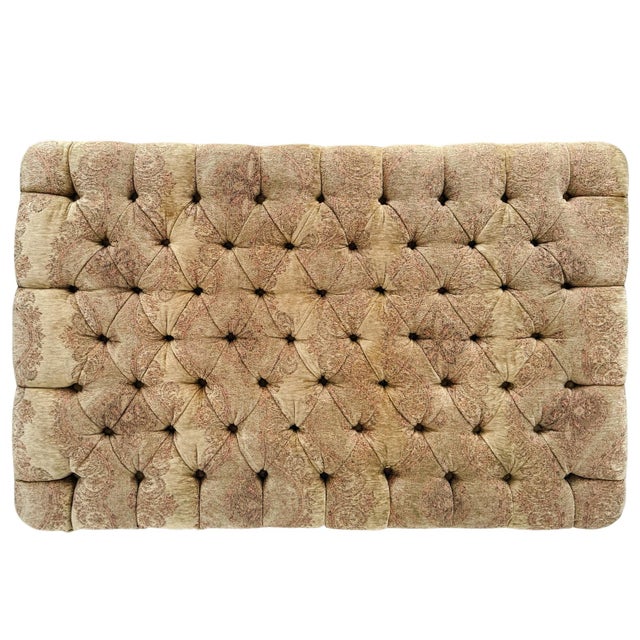 Vintage Large Traditional Tufted Ottoman Coffee Table With Carved Lion Paw Feet For Sale In San Diego - Image 6 of 10