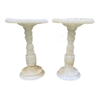 Pair of 1930s Italian Carved Alabaster Guéridon Side Tables For Sale