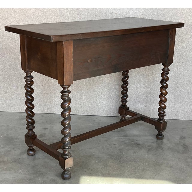 Brown Early 20th Century Spanish Carved Console Table With Turned Legs For Sale - Image 8 of 10