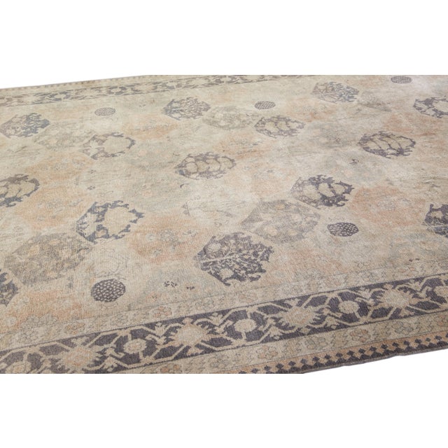 Beige Vintage Turkish Sivas Handmade Allover Motif Beige Wool Rug For Sale - Image 8 of 9