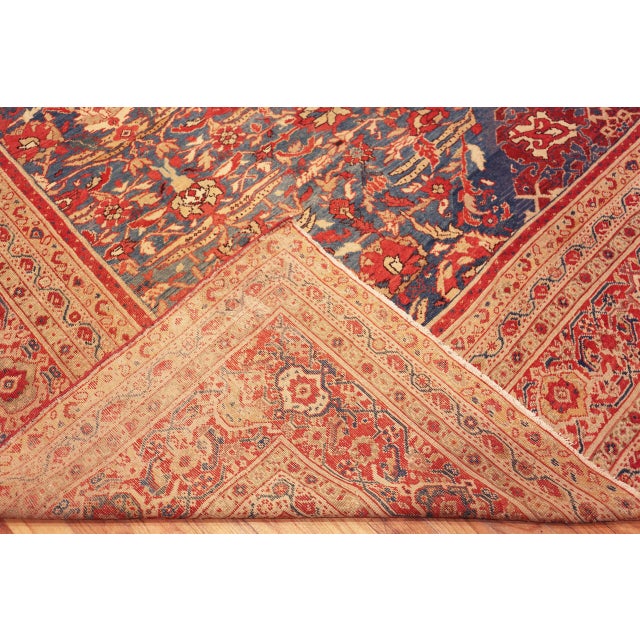 Cornflower Blue Nazmiyal Collection Large Antique Persian Sultanabad Rug For Sale - Image 8 of 8