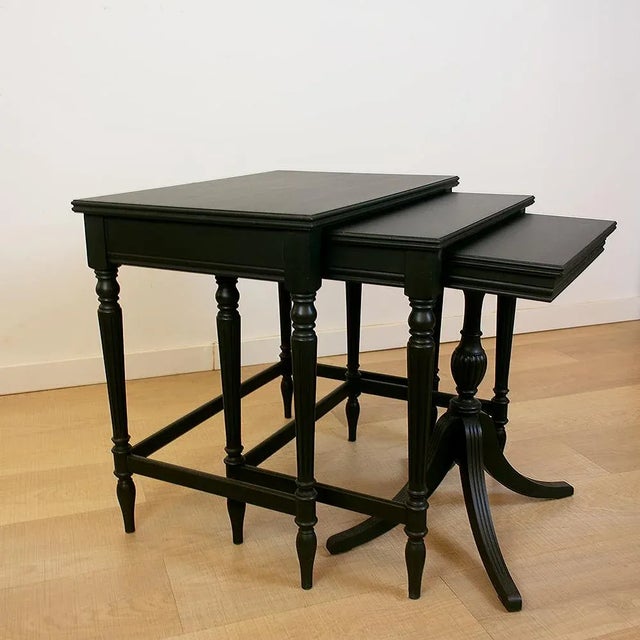 Forest Green Nesting Side Tables, Spain, 1950s, Set of 3 For Sale - Image 8 of 8