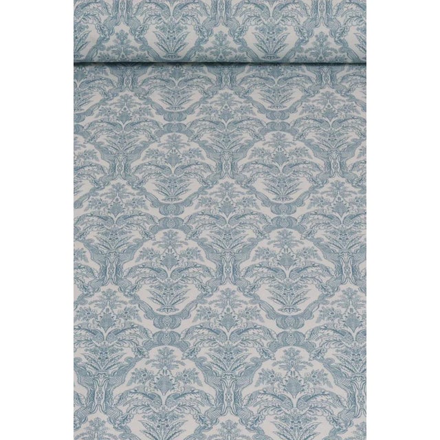 English Siena Teal / White Fabric - Sample For Sale - Image 3 of 6