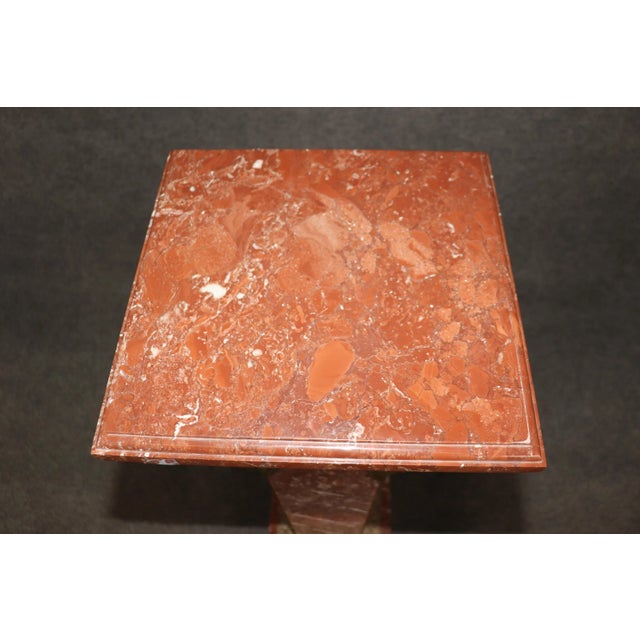 Superb Antique French Louis XV Rouge Marble and Figural Bronze Maiden Pedestal For Sale - Image 4 of 11